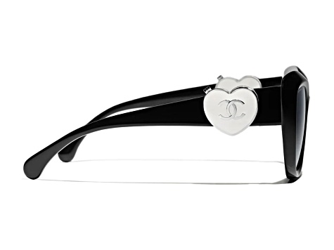 Chanel Black Cat Eye with Silver Tone Heart Detail Frame Chanel Black Cat Eye with Silver Tone Heart Detail Frame