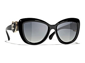 Chanel Black Cat Eye with Black Heart Detail Frame / Gray Lenses Sunglasses