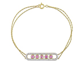 Pink Sapphire & Diamond 10K Yellow Gold Bracelet 1.07ctw