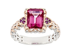 Pink Topaz and Pink Sapphire Rhodium & 18k Rose Gold Over Palladium Sterling Silver Ring 2.76ctw