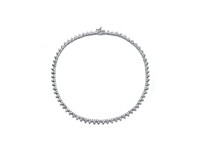 Clear Cubic Zirconia, Rhodium Plated over Sterling Silver Necklace