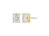 Emerald Cut Moissanite 14k Yellow Gold Over Silver Stud Earrings 3.50ctw DEW