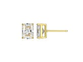 Emerald Cut Moissanite 14k Yellow Gold Over Silver Stud Earrings 3.50ctw DEW