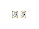 Emerald Cut Moissanite 14k Yellow Gold Over Silver Stud Earrings 3.50ctw DEW