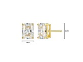 Emerald Cut Moissanite 14k Yellow Gold Over Silver Stud Earrings 3.50ctw DEW