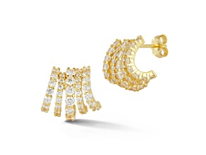 Rachel Zoe 14K Yellow Gold Over Sterling Silver Cubic Zirconia Cage Studs