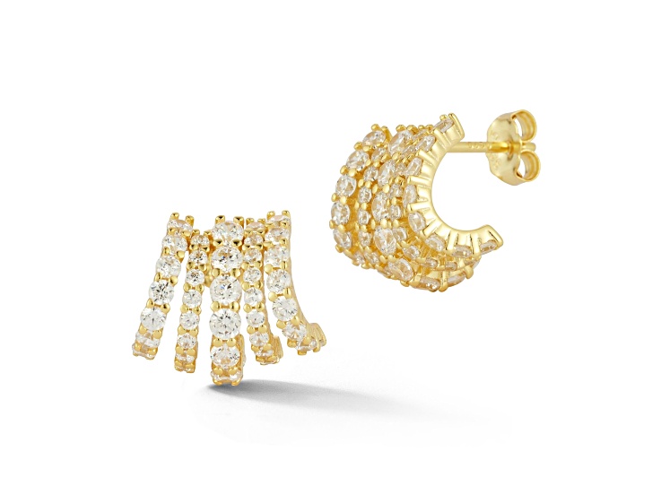 Rachel Zoe 14K Yellow Gold Over Sterling Silver Cubic Zirconia Cage Studs