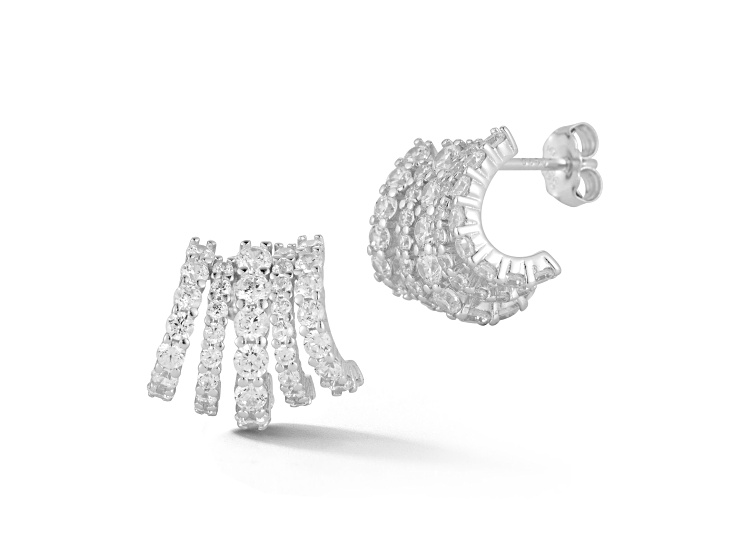 Rachel Zoe Rhodium Over Sterling Silver Cubic Zirconia Cage Studs