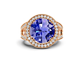 14K Rose Gold Tanzanite and Diamond Ring 8.22 ctw