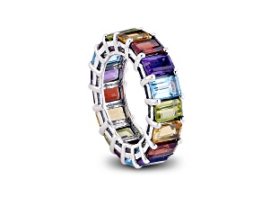 Silver Treasures by Samuel B. Multi-Gemstone Sterling Silver Eternity Band Ring 11.44ctw