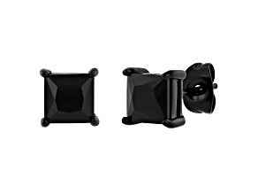 Black Ion-Plated Stainless Steel and Black Spinel 6mm Square Stud Earrings