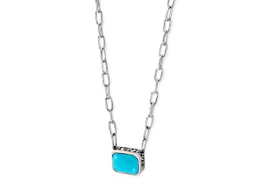 Silver Treasures by Samuel B. Sleeping Beauty Turquoise Solitaire Sterling Silver Necklace