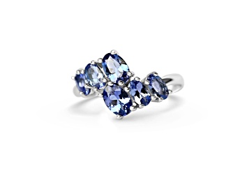 Picture of Rhodium Over Sterling Silver Oval Tanzanite Ring 1.84ctw