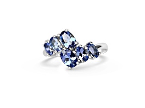 Rhodium Over Sterling Silver Oval Tanzanite Ring 1.84ctw