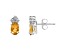 6x4mm Oval Citrine with Diamond Accents 14k White Gold Stud Earrings