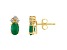 6x4mm Oval Emerald with Diamond Accents 14k Yellow Gold Stud Earrings