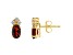 6x4mm Oval Garnet with Diamond Accents 14k Yellow Gold Stud Earrings