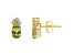6x4mm Oval Peridot with Diamond Accents 14k Yellow Gold Stud Earrings