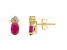 6x4mm Oval Ruby with Diamond Accents 14k Yellow Gold Stud Earrings