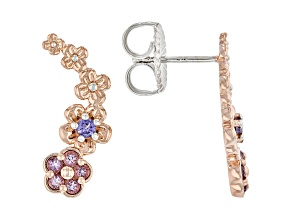 Purple Amethyst and Tanzanite 18K Gold Over Palladium Sterling Silver Earrings 0.45ctw