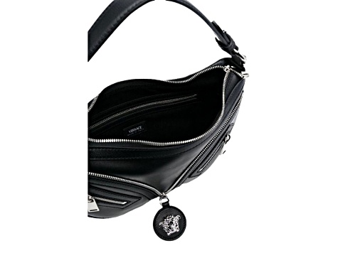 Versace Repeat La Medusa Small Hobo Shoulder Bag Black