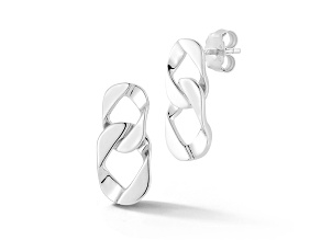 Rachel Zoe Rhodium Over Sterling Silver Double Curb Link Dangle Earrings