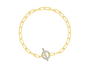White Diamond 14K Yellow Gold Over Sterling Silver Paperclip Bracelet 0.20ctw