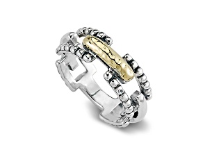Silver Treasures by Samuel B. Sterling Silver with 18K Yellow Gold Paperclip Design Ring