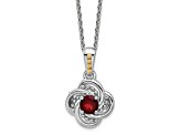 Rhodium Over Sterling Silver with 14K Accent Garnet Necklace