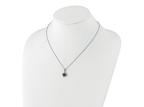 Rhodium Over Sterling Silver with 14K Accent Garnet Necklace