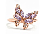 Purple Amethyst White Topaz 14K Rose Gold Over Sterling Silver Ring