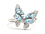 Sky Blue Topaz and White Topaz Sterling Silver Ring