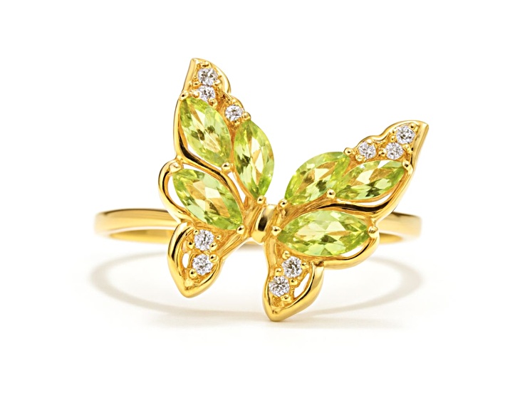 Peridot White Topaz 14K Yellow Gold Over Sterling Silver Ring
