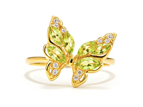 Peridot White Topaz 14K Yellow Gold Over Sterling Silver Ring