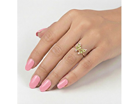 Peridot White Topaz 14K Yellow Gold Over Sterling Silver Ring