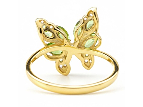 Peridot White Topaz 14K Yellow Gold Over Sterling Silver Ring