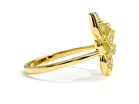 Peridot White Topaz 14K Yellow Gold Over Sterling Silver Ring