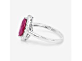 Marquise Ruby and White Diamond 10K White Gold Halo Ring 1.52ctw