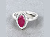 Marquise Ruby and White Diamond 10K White Gold Halo Ring 1.52ctw