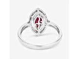Marquise Ruby and White Diamond 10K White Gold Halo Ring 1.52ctw