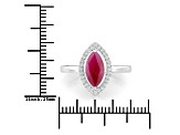 Marquise Ruby and White Diamond 10K White Gold Halo Ring 1.52ctw
