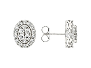 White Lab-Grown Diamond F-G VS-SI Rhodium Over Sterling Silver Earrings 1.50ctw