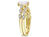 Opal and Diamond 10K Yellow Gold Ring 0.7ctw