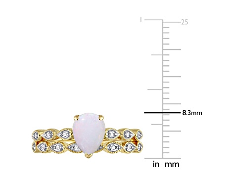 Opal and Diamond 10K Yellow Gold Ring 0.7ctw