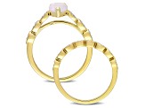 Opal and Diamond 10K Yellow Gold Ring 0.7ctw