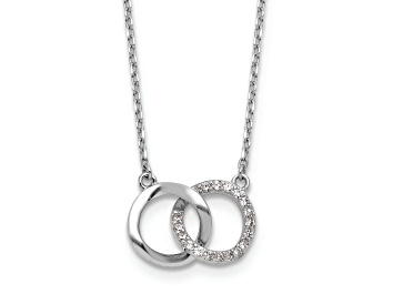Picture of Rhodium Over Sterling Silver Cubic Zirconia Interlocking Ring Necklace