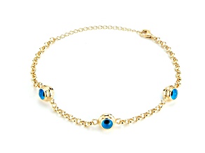 Sterling Statements 14K Yellow Gold Over Sterling Silver Triple Evil Eye Bracelet
