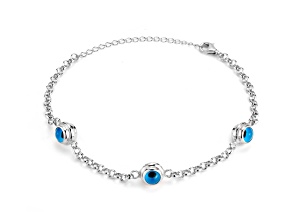 Sterling Statements Rhodium Over Sterling Silver Triple Evil Eye Bracelet