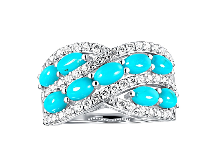 Kingman Turquoise Rhodium Over Sterling Silver Ring .65 Cttw - 1KLDAB | JTV