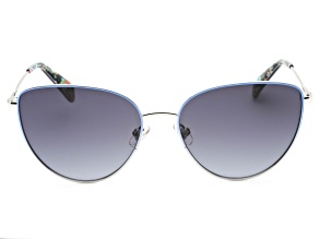 Kate Spade Hailey Palladium Blue Cat Eye Frame / Dark Gray Lenses Sunglasses